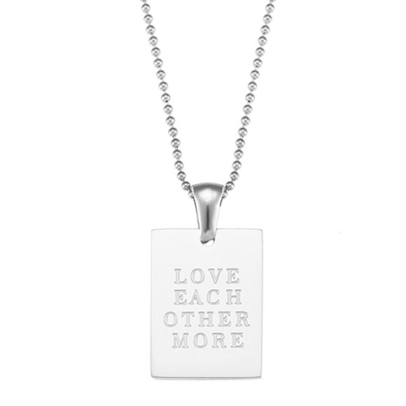 Boutique Jewelry - Love Each Other More Necklace PVD 18K White Gold Plated Stainless Steel